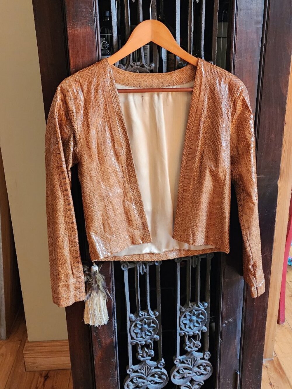Incredible Vintage 1980s Golden Python Bolero Jacket, Fits sizes 4-10